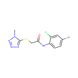 Cn1nnnc1SCC(=O)Nc1ccc(Br)cc1Cl ZINC000000624730