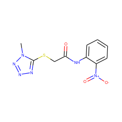 Cn1nnnc1SCC(=O)Nc1ccccc1[N+](=O)[O-] ZINC000004114049