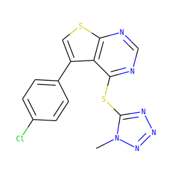 Cn1nnnc1Sc1ncnc2scc(-c3ccc(Cl)cc3)c12 ZINC000008131984