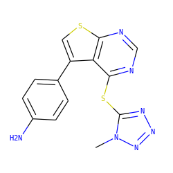 Cn1nnnc1Sc1ncnc2scc(-c3ccc(N)cc3)c12 ZINC000036380191