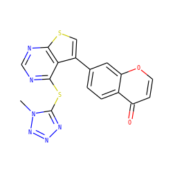 Cn1nnnc1Sc1ncnc2scc(-c3ccc4c(=O)ccoc4c3)c12 ZINC000036380202