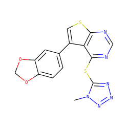 Cn1nnnc1Sc1ncnc2scc(-c3ccc4c(c3)OCO4)c12 ZINC000036380198
