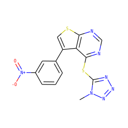 Cn1nnnc1Sc1ncnc2scc(-c3cccc([N+](=O)[O-])c3)c12 ZINC000036380188