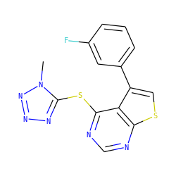 Cn1nnnc1Sc1ncnc2scc(-c3cccc(F)c3)c12 ZINC000036380176