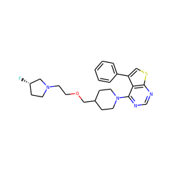 F[C@H]1CCN(CCOCC2CCN(c3ncnc4scc(-c5ccccc5)c34)CC2)C1 ZINC000146426112