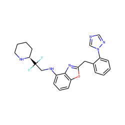 FC(F)(CNc1cccc2oc(Cc3ccccc3-n3cncn3)nc12)[C@@H]1CCCCN1 ZINC000028527902