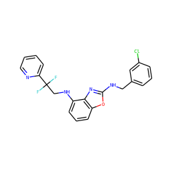 FC(F)(CNc1cccc2oc(NCc3cccc(Cl)c3)nc12)c1ccccn1 ZINC000028526870
