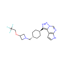 FC(F)(F)COC1CN(C[C@H]2CC[C@H](c3nnn4cnc5[nH]ccc5c34)CC2)C1 ZINC001772588475