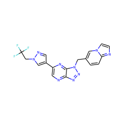 FC(F)(F)Cn1cc(-c2cnc3nnn(Cc4ccc5nccn5c4)c3n2)cn1 ZINC000149840760