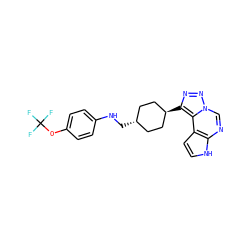 FC(F)(F)Oc1ccc(NC[C@H]2CC[C@H](c3nnn4cnc5[nH]ccc5c34)CC2)cc1 ZINC001772626112