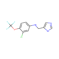 FC(F)(F)Oc1ccc(NCc2cnc[nH]2)cc1Cl ZINC000096177556