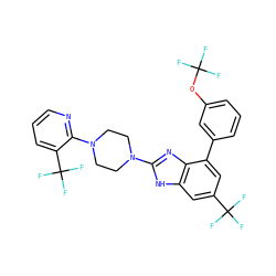 FC(F)(F)Oc1cccc(-c2cc(C(F)(F)F)cc3[nH]c(N4CCN(c5ncccc5C(F)(F)F)CC4)nc23)c1 ZINC000038157645