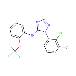 FC(F)(F)Oc1ccccc1Nc1ncnn1-c1cccc(Cl)c1Cl ZINC000029126455