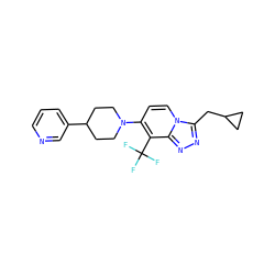 FC(F)(F)c1c(N2CCC(c3cccnc3)CC2)ccn2c(CC3CC3)nnc12 ZINC000095571720