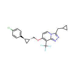 FC(F)(F)c1c(OC[C@@H]2C[C@H]2c2ccc(Cl)cc2)ccn2c(CC3CC3)nnc12 ZINC001772639345