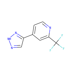 FC(F)(F)c1cc(-c2cn[nH]n2)ccn1 ZINC000095563213