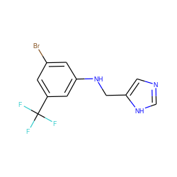 FC(F)(F)c1cc(Br)cc(NCc2cnc[nH]2)c1 ZINC000088187817