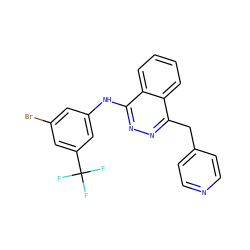 FC(F)(F)c1cc(Br)cc(Nc2nnc(Cc3ccncc3)c3ccccc23)c1 ZINC000013808863