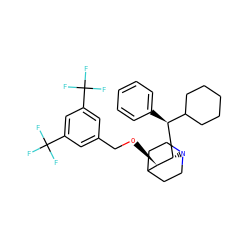 FC(F)(F)c1cc(CO[C@@H]2C3CCN(CC3)[C@H]2[C@@H](c2ccccc2)C2CCCCC2)cc(C(F)(F)F)c1 ZINC000003786133