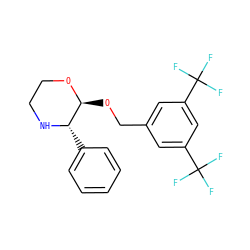 FC(F)(F)c1cc(CO[C@@H]2OCCN[C@H]2c2ccccc2)cc(C(F)(F)F)c1 ZINC000013755698