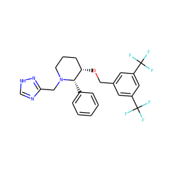 FC(F)(F)c1cc(CO[C@H]2CCCN(Cc3nc[nH]n3)[C@H]2c2ccccc2)cc(C(F)(F)F)c1 ZINC000036323703