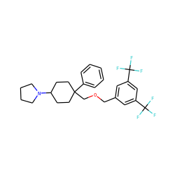 FC(F)(F)c1cc(COCC2(c3ccccc3)CCC(N3CCCC3)CC2)cc(C(F)(F)F)c1 ZINC000103250848