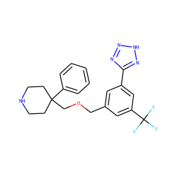 FC(F)(F)c1cc(COCC2(c3ccccc3)CCNCC2)cc(-c2nn[nH]n2)c1 ZINC000201222729