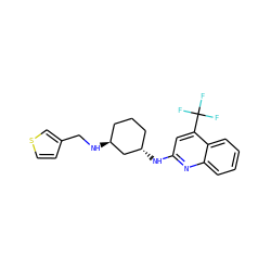 FC(F)(F)c1cc(N[C@H]2CCC[C@H](NCc3ccsc3)C2)nc2ccccc12 ZINC000028950892