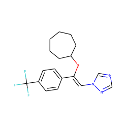 FC(F)(F)c1ccc(/C(=C/n2cncn2)OC2CCCCCC2)cc1 ZINC000026270661