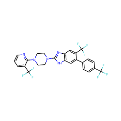 FC(F)(F)c1ccc(-c2cc3[nH]c(N4CCN(c5ncccc5C(F)(F)F)CC4)nc3cc2C(F)(F)F)cc1 ZINC000038157653
