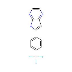 FC(F)(F)c1ccc(-c2cc3nccnc3[nH]2)cc1 ZINC000100827653