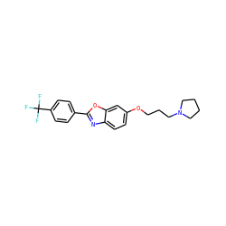 FC(F)(F)c1ccc(-c2nc3ccc(OCCCN4CCCC4)cc3o2)cc1 ZINC001772586148