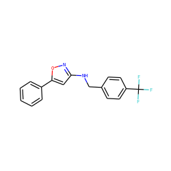 FC(F)(F)c1ccc(CNc2cc(-c3ccccc3)on2)cc1 ZINC000045300596