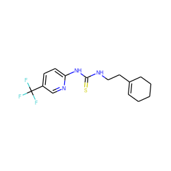 FC(F)(F)c1ccc(NC(=S)NCCC2=CCCCC2)nc1 ZINC000026657482