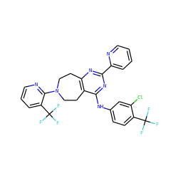 FC(F)(F)c1ccc(Nc2nc(-c3ccccn3)nc3c2CCN(c2ncccc2C(F)(F)F)CC3)cc1Cl ZINC000145156465