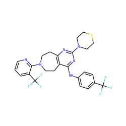 FC(F)(F)c1ccc(Nc2nc(N3CCSCC3)nc3c2CCN(c2ncccc2C(F)(F)F)CC3)cc1 ZINC000064573412