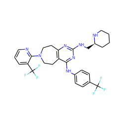 FC(F)(F)c1ccc(Nc2nc(NC[C@@H]3CCCCN3)nc3c2CCN(c2ncccc2C(F)(F)F)CC3)cc1 ZINC000066259387