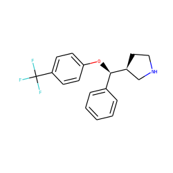 FC(F)(F)c1ccc(O[C@H](c2ccccc2)[C@H]2CCNC2)cc1 ZINC000095585896