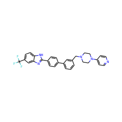 FC(F)(F)c1ccc2[nH]c(-c3ccc(-c4cccc(CN5CCN(c6ccncc6)CC5)c4)cc3)nc2c1 ZINC000045334516