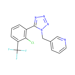 FC(F)(F)c1cccc(-c2nnnn2Cc2cccnc2)c1Cl ZINC000035983123