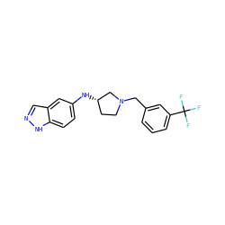 FC(F)(F)c1cccc(CN2CC[C@H](Nc3ccc4[nH]ncc4c3)C2)c1 ZINC000114332319