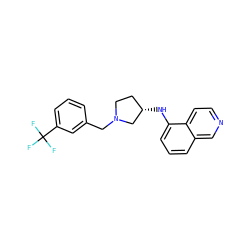 FC(F)(F)c1cccc(CN2CC[C@H](Nc3cccc4cnccc34)C2)c1 ZINC000114332796