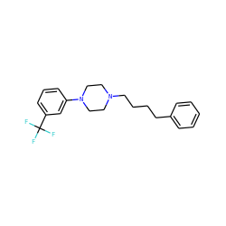 FC(F)(F)c1cccc(N2CCN(CCCCc3ccccc3)CC2)c1 ZINC000013447111