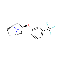 FC(F)(F)c1cccc(O[C@H]2C[C@@H]3CC[C@H](C2)N3)c1 ZINC000101387192