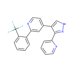 FC(F)(F)c1ccccc1-c1cc(-c2c[nH]nc2-c2ccccn2)ccn1 ZINC000013684390