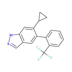 FC(F)(F)c1ccccc1-c1cc2cn[nH]c2cc1C1CC1 ZINC000169325677