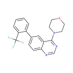 FC(F)(F)c1ccccc1-c1ccc2ncnc(N3CCOCC3)c2c1 ZINC000004264791