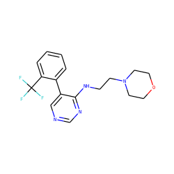 FC(F)(F)c1ccccc1-c1cncnc1NCCN1CCOCC1 ZINC000033362343