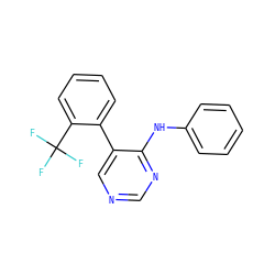 FC(F)(F)c1ccccc1-c1cncnc1Nc1ccccc1 ZINC000004258597