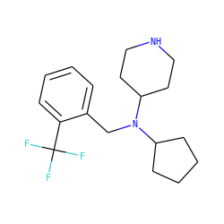 FC(F)(F)c1ccccc1CN(C1CCCC1)C1CCNCC1 ZINC000036093140